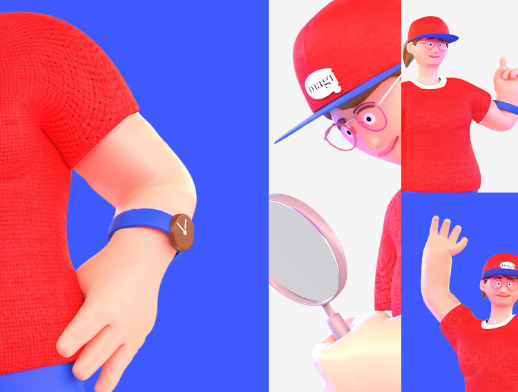 Udgaver af 3-D karakteren Maggie